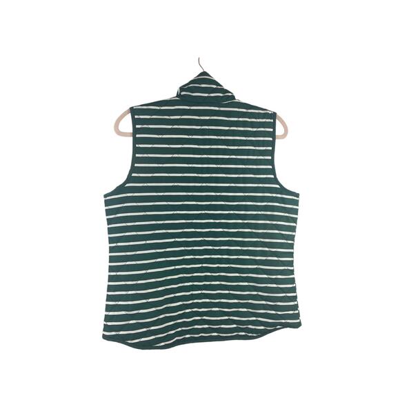 Activology Women's Sleeveless Green  Holidaycore Striped Puffer Vest - Picture 3 of 7